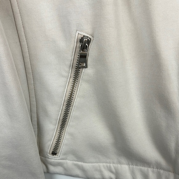 ANTHROPOLOGIE MOTO jacket Sz M CREME COLOR NWOT ZIPPERS SNAPS COTTON/poly blend - Picture 7 of 16